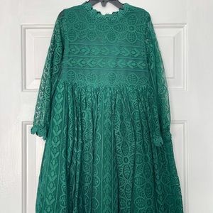 Modest lace emerald green dress